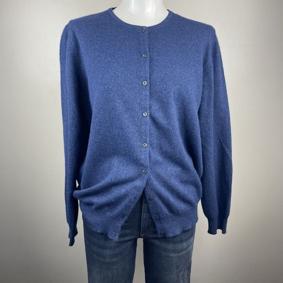 Vintage Benetton Cardigan Wool Angora Women’s Blue Large Made In Italy Classy - Picture 1 of 9